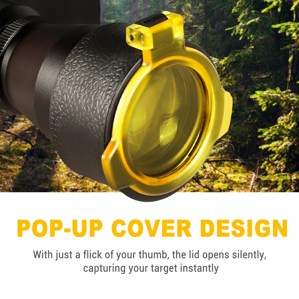Cubierta de lente de alcance de Rifle, Protector abatible hacia arriba, tapa de protección óptica, tapa de lente objetivo de 38mm/40mm/42mm/57mm para caza - imagen 4