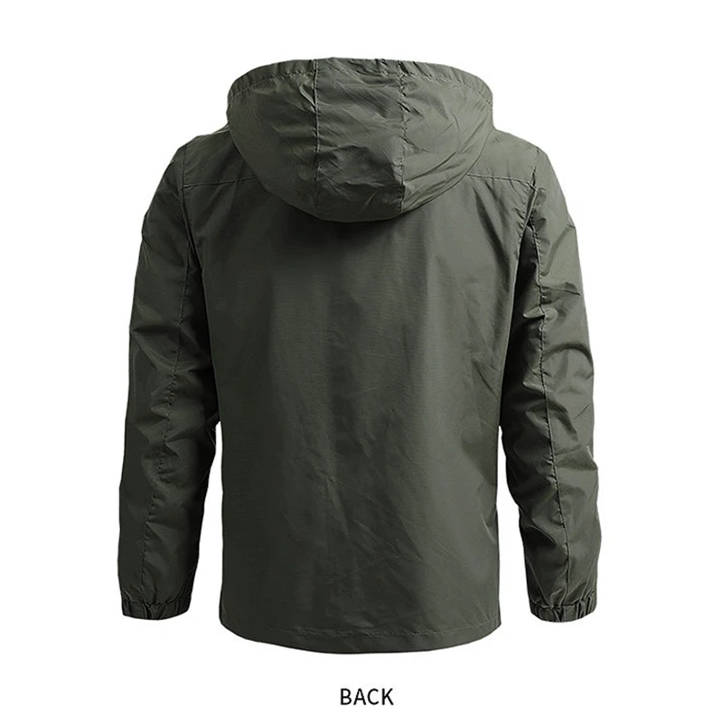 Chaqueta de primavera 2025 para hombre, abrigo de trabajo informal para exteriores, nueva chaqueta con cremallera a prueba de viento, chaqueta con capucha para senderismo al aire libre, abrigo resistente al desgaste, 2 piezas - imagen 4