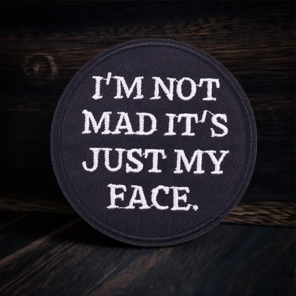 No soy MAD, es solo mi cara, parches divertidos, parche termoadhesivo, insignia de moral táctica, brazalete militar, accesorios para mochila, pegatinas - imagen 3