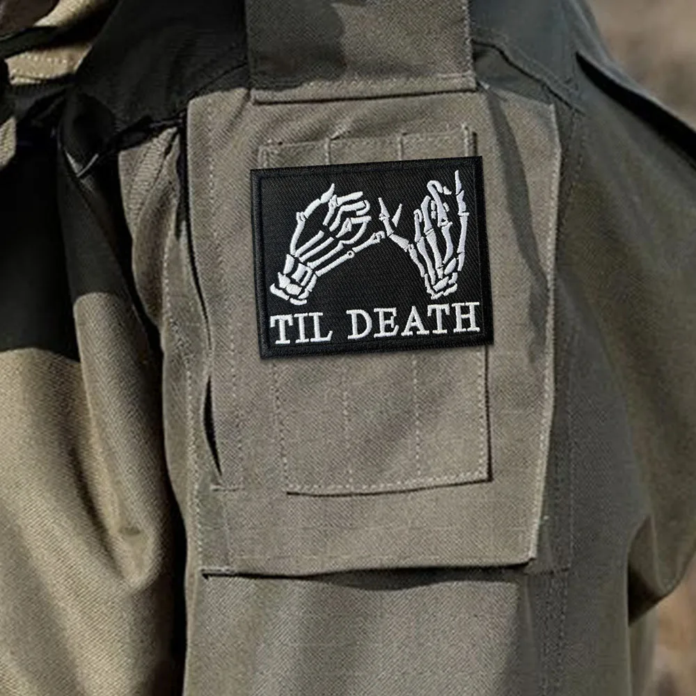 Parche táctico bordado TIL DEATH con velcro – Insignia militar para mochila - imagen 5