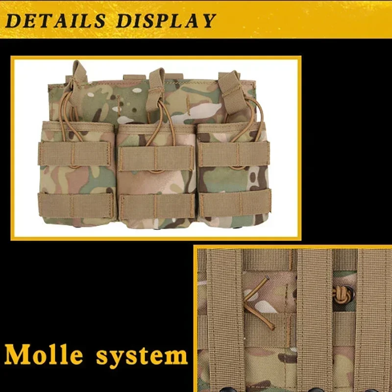 ERQYGRA bolsa táctica Triple almacenamiento riñonera 7,62mm revista Molle sistema accesorios caza al aire libre portátil ajustable - imagen 2