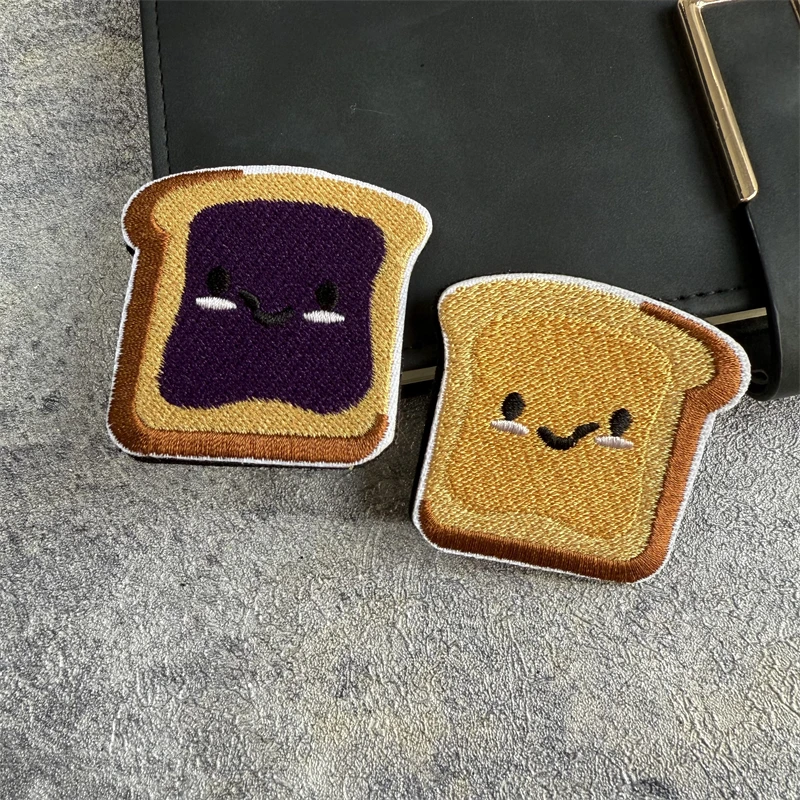 Mantequilla de maní y gelatina, bonito parche bordado con gancho y bucle, insignia de moral, ropa de dibujos animados para niños, pegatinas Diy, parche para mochila - imagen 2
