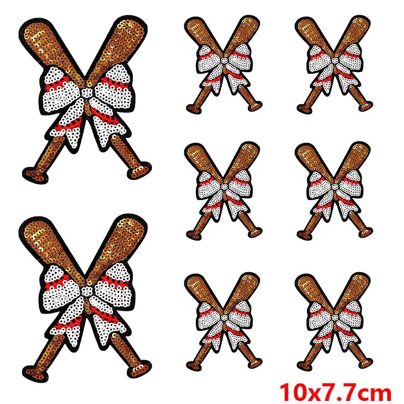 10 unids/lote, venta al por mayor, parche bordado de béisbol y fútbol, parches para planchar en ropa, apliques para el día del juego, parches para coser DIY en la ropa - imagen 3