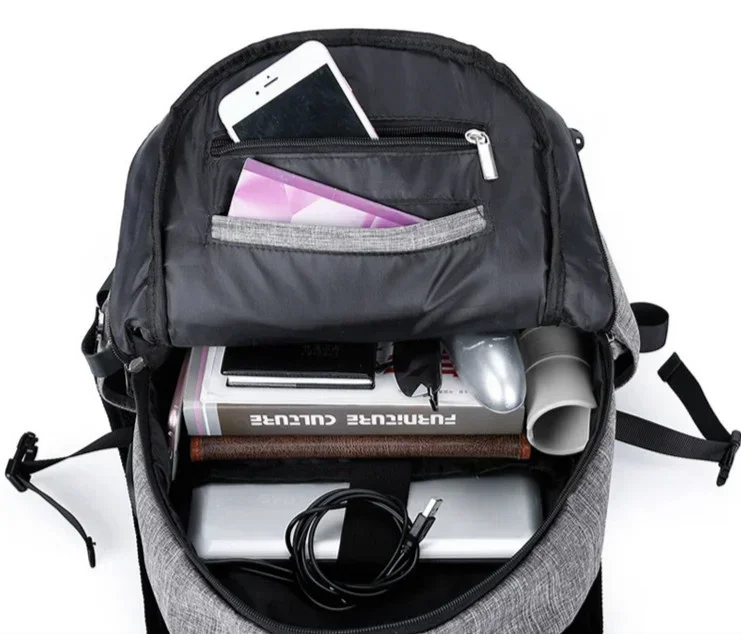 Bolsa de senderismo multifunción, paquete de ordenador antirrobo de alta capacidad, carga USB, mochila de viaje para hombres escolares, antipérdida - imagen 5