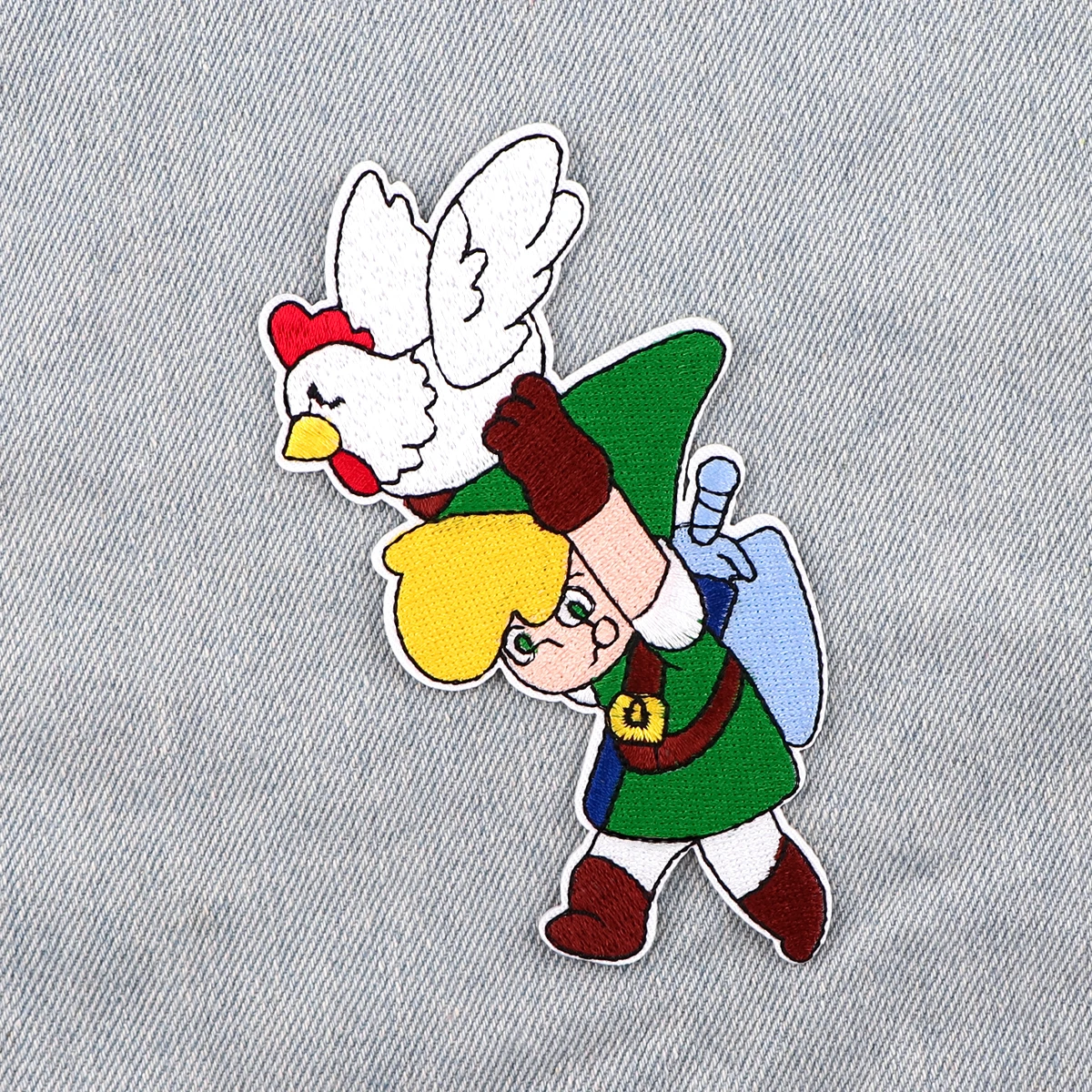 AD2822 parches bordados de pollo de dibujos animados para ropa, pegatinas para planchar, rayas de juego, apliques Diy - imagen 2