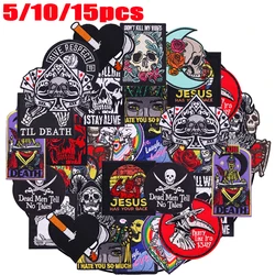 5/10/15 Uds. Parches bordados Punk/Horror mezclados al azar en chaquetas DIY calavera de terror parches para planchar para ropa pegatinas para coser