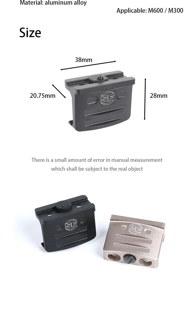 Una caja negra y plateada con un gráfico de tamaño y un pequeño error en la medición