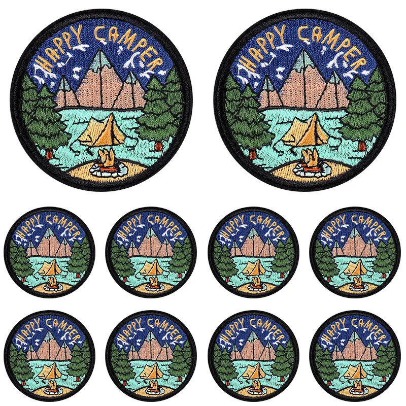 Parche bordado de Camping de montaña, apliques de costura DIY, parches termoadhesivos para ropa, 10 unids/lote - imagen 5