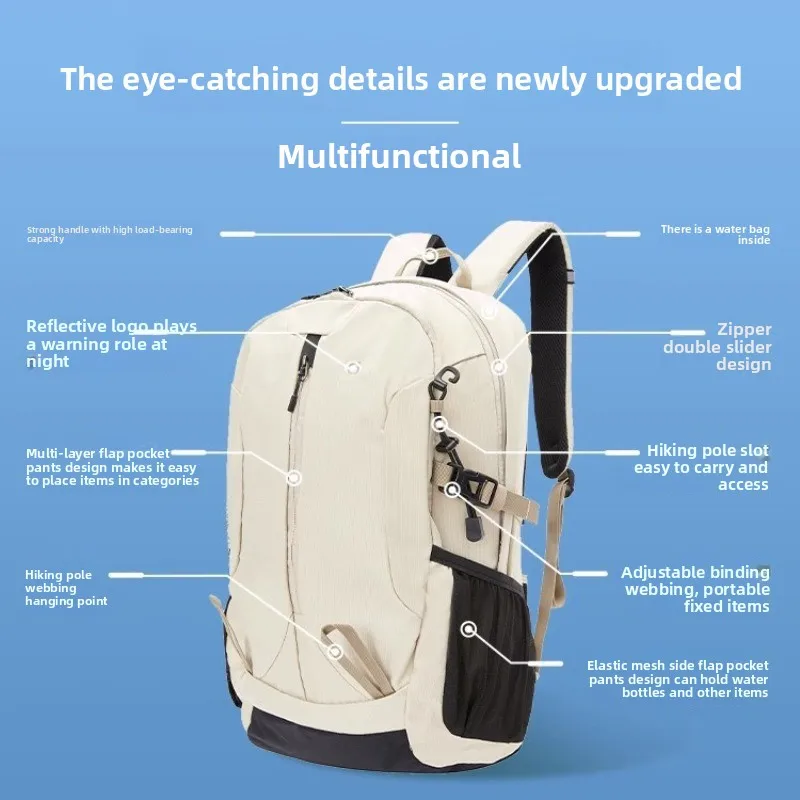 Mochila de viaje para deportes al aire libre, bolsa de senderismo transpirable impermeable de 30L, mochila de gran capacidad - imagen 4