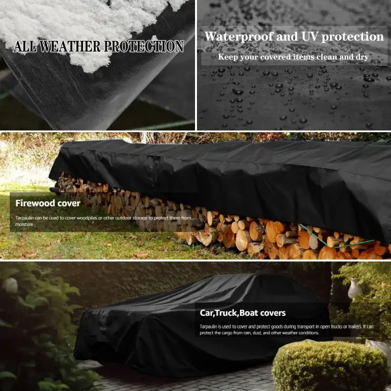 Lona grande negra 3x5 4x4 5*5 6 8m * 8 10 12 15 20 vela parasol personalizada toldo exterior lona impermeable cubierta de lluvia para campamento dosel - imagen 4