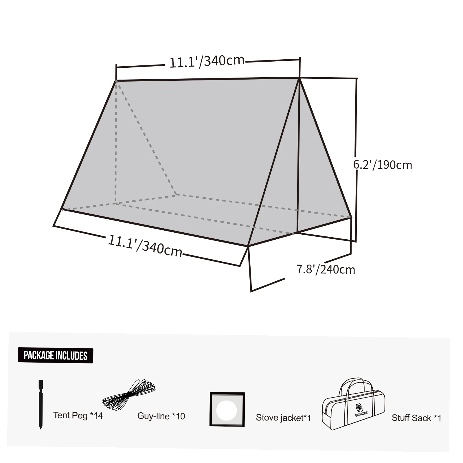 OneTigris ROCDOMUS Hammock Awning & Hot Tent Wood Burning Stove Compatible Waterproof Outdoor Tarp Canopy/Rain Fly Camping Cover - imagen 2