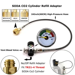 Adaptador CO2 para SodaStream con conectores W21.8-14 o CGA320 y G3/4