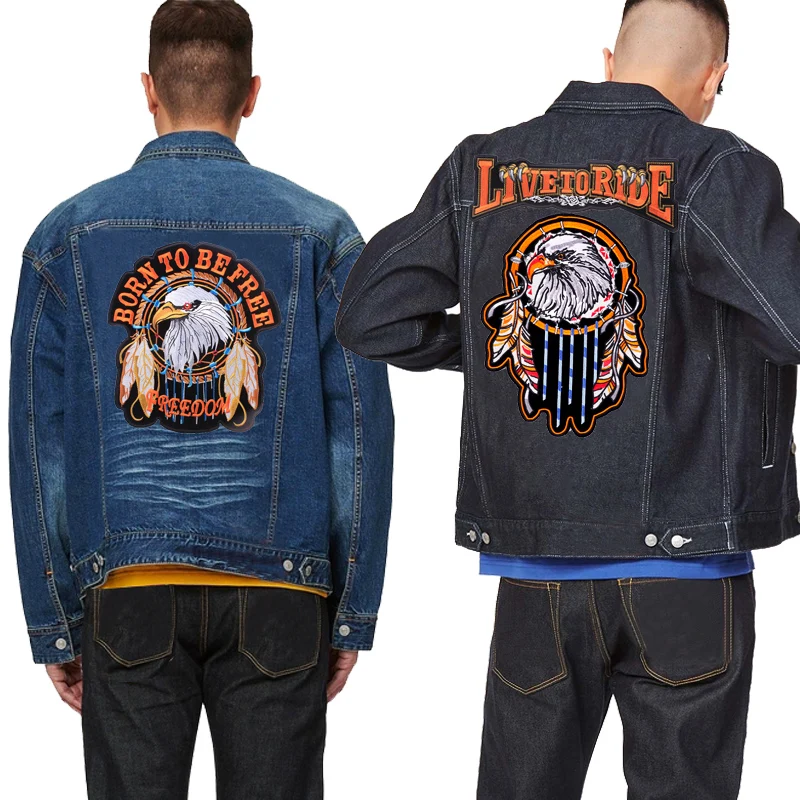 Parche grande Punk para motociclista, parche bordado para planchar, parches para ropa, parches bordados con parte trasera de calavera para ropa DIY - imagen 3