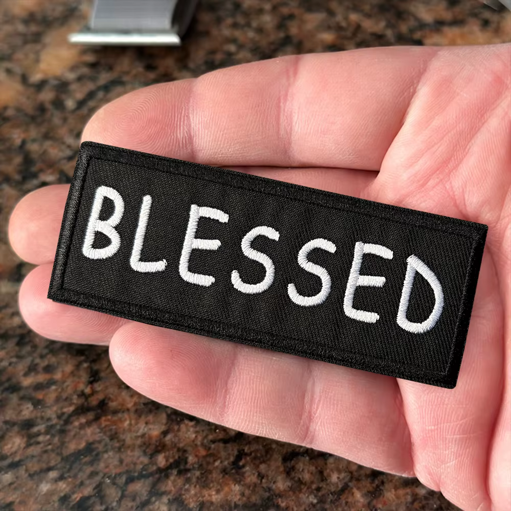 Parche táctico bordado BLESSED meme con velcro para mochila - imagen 5