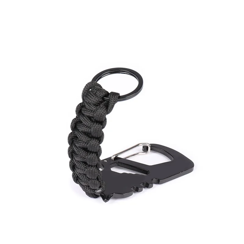 Llavero táctico de equipo de caza, hebilla de pico de águila, abridor de botellas, supervivencia al aire libre, trenzado, negro, colgante rápido - imagen 2