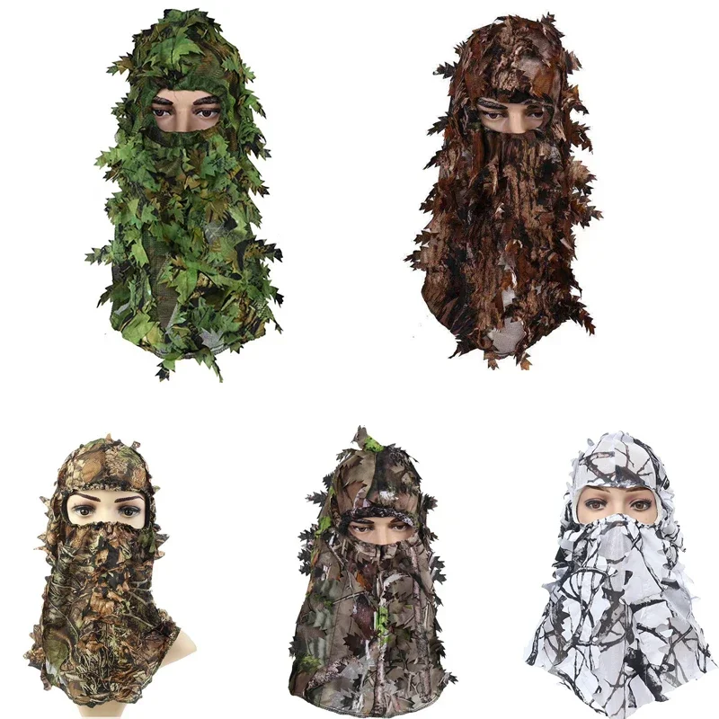 Traje Ghillie táctico de caza, sombrero de hoja de camuflaje Ghillie, máscara de cara completa 3D, sombreros, accesorios de caza de camuflaje de Turquía - imagen 3