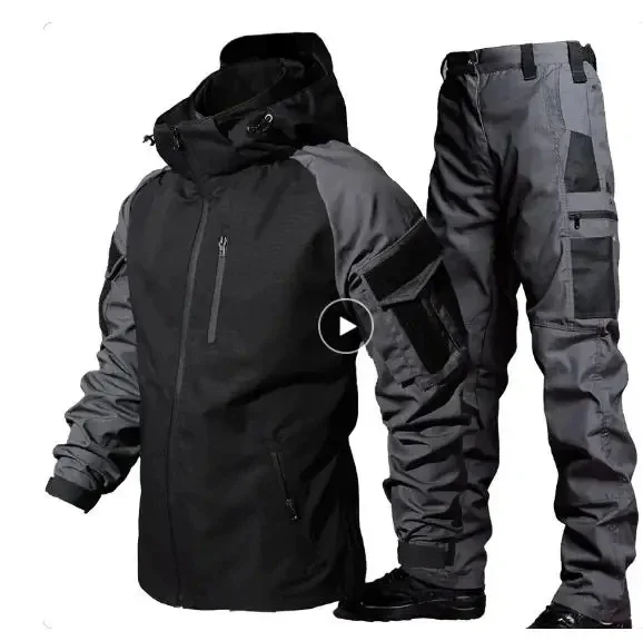 Conjuntos de chaqueta táctica impermeable para hombre, traje de entrenamiento de combate, Ropa de Trabajo de concha suave para exteriores, chaquetas con capucha del ejército SWAT, pantalones, conjunto de 2 uds. - imagen 2