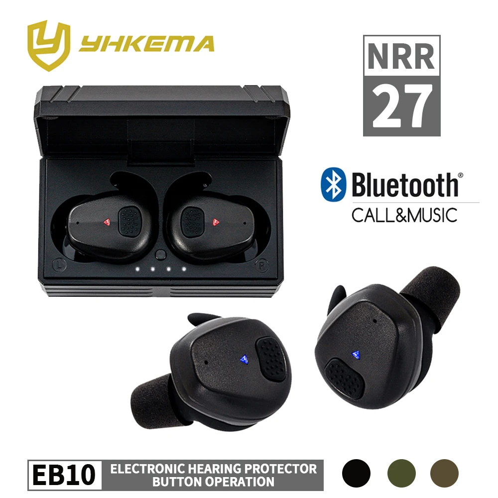 YHKEMA EB10 nuevos tapones para los oídos de protección auditiva para disparar electrónicos, auriculares de protección auditiva Bluetooth para reducción de ruido - imagen 4