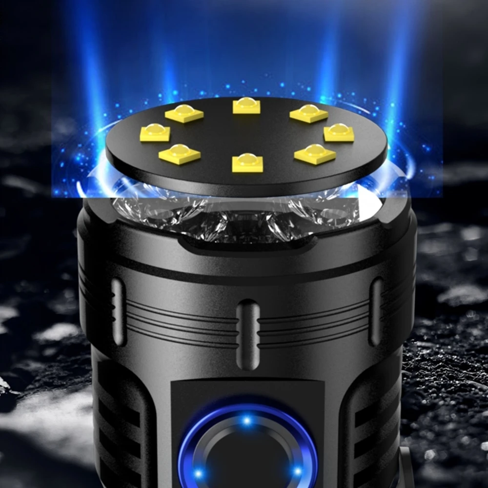 Linterna Led de alto brillo, dispositivo recargable por Usb, de alta potencia, portátil, al aire libre para senderismo, trabajo, reparación de automóviles, color rojo, 8 Led, 6500K - imagen 3