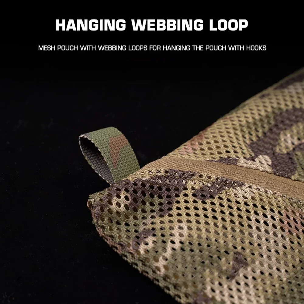 Bolsa de malla de almacenamiento de camuflaje táctico compacto, bolsa de almacenamiento de herramientas MAG para caza al aire libre, Camping, 6x12 pulgadas, secado rápido, transpirable - imagen 4