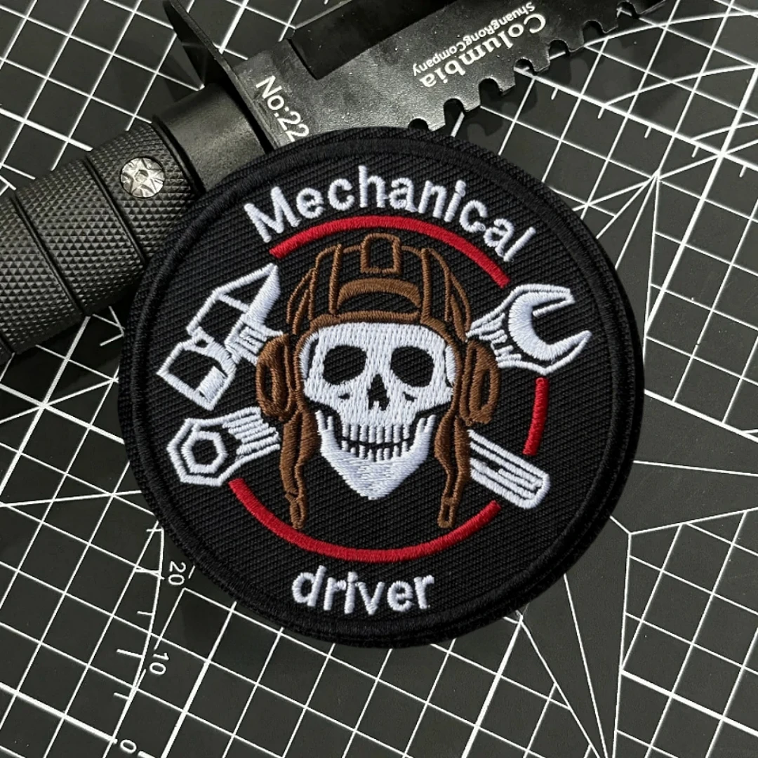 Parche militar conductor mecánico – Chevron bordado velcro para ropa o mochila