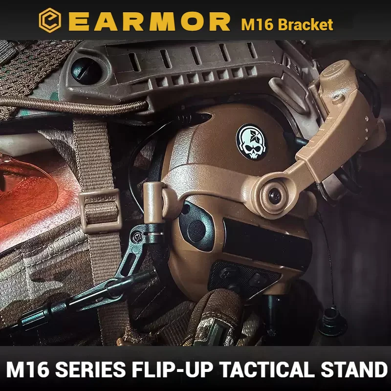 EARMOR M16 Series ARC casco soporte de pista auriculares tácticos con tapa trasera con reducción de ruido - imagen 2