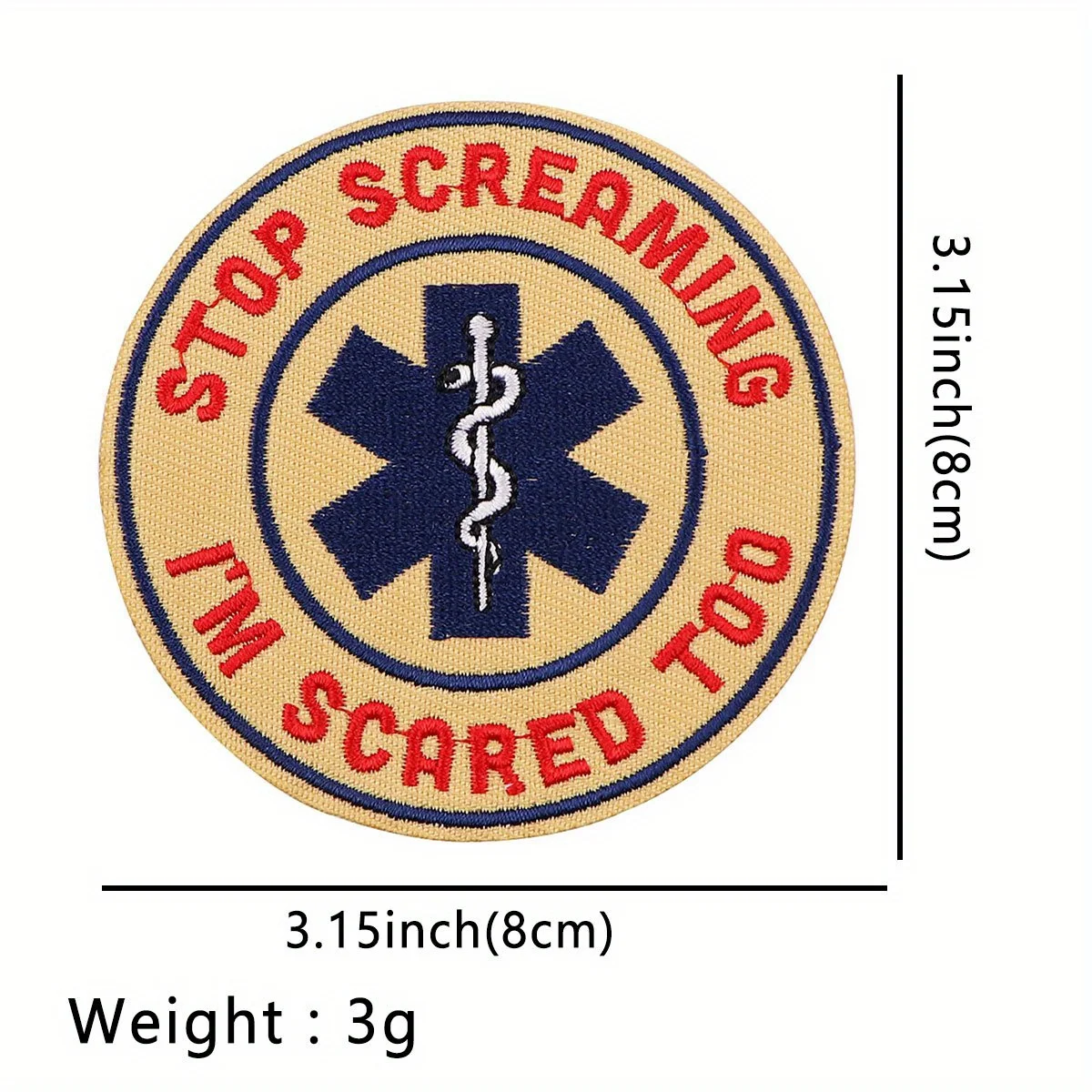 STOP SCREAMING SCARED Funny Meme Parche termoadhesivo de primeros auxilios - Parche termoadhesivo bordado humorístico para mochilas, chaquetas y bricolaje - imagen 2