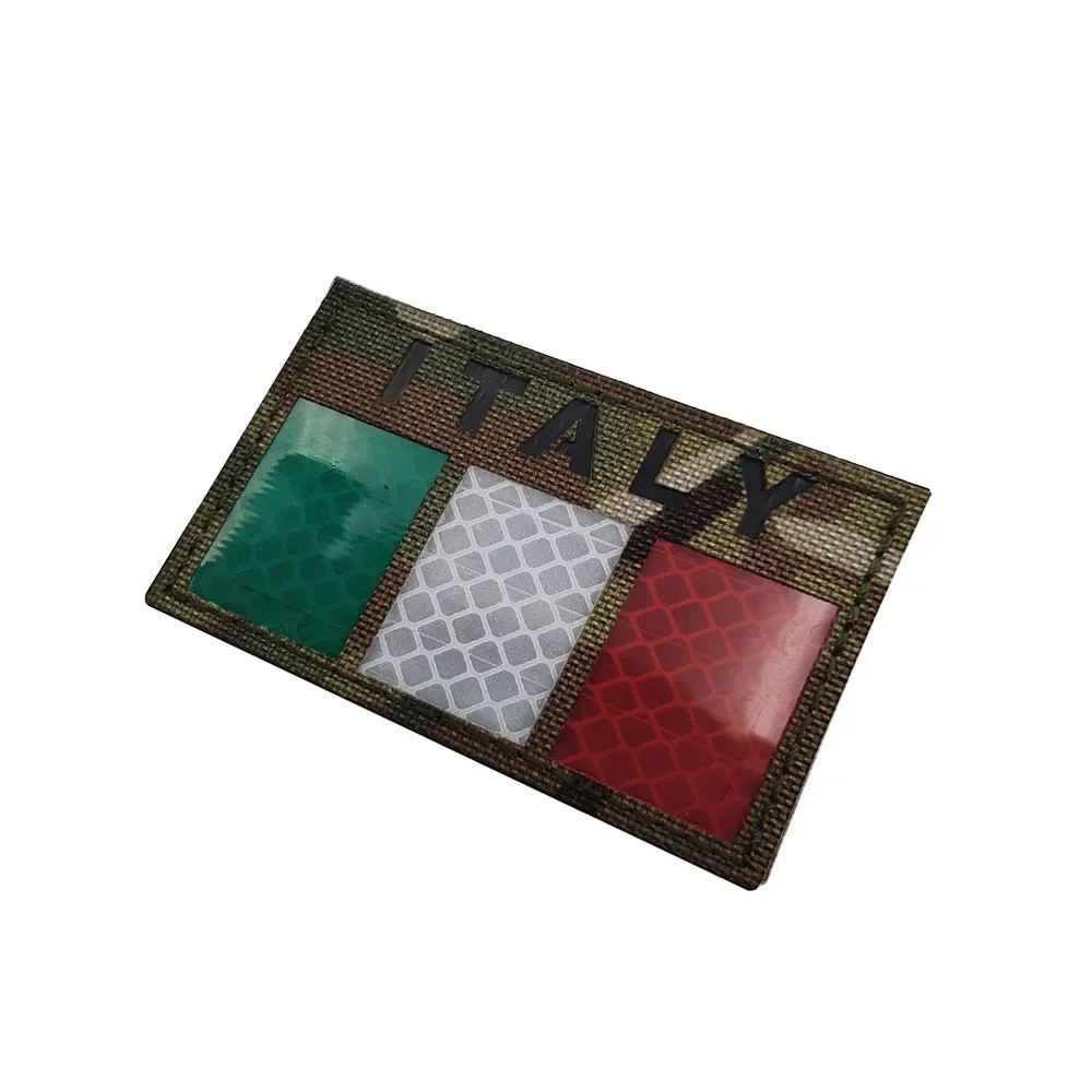 Parches de gancho y bucle bordados con la bandera de ITALIA, brazalete reflectante italiano grueso, insignia de moral táctica, parche militar para mochila - imagen 3