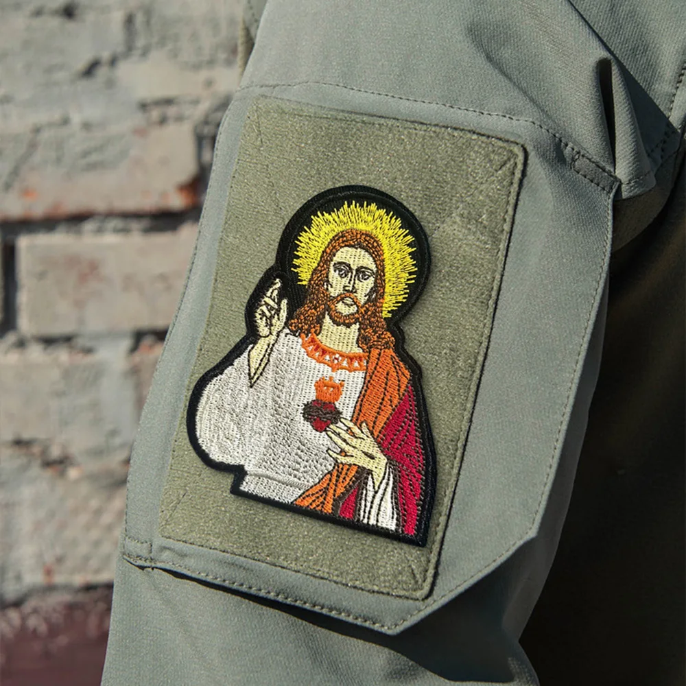 Parche moral bordado Jesús táctico velcro para mochila uniforme