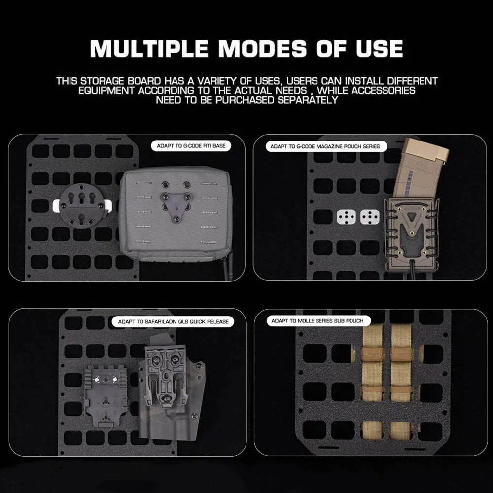 Placa de almacenamiento táctica de PP, 8x12,5 pulgadas, portátil, caza, tiro, funda Airsoft, soporte para revista, mochila, equipo de transporte - imagen 5