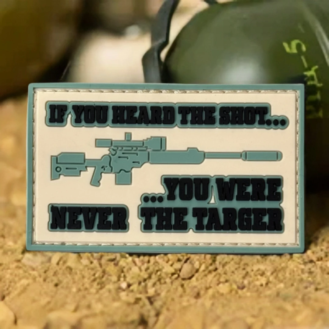Parche táctico PVC francotirador con frase If you heard the shot