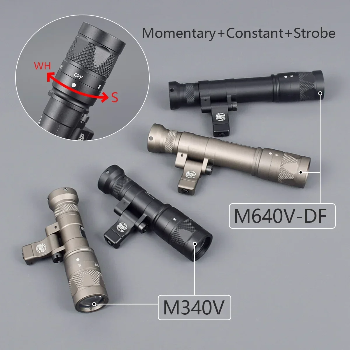 Airsoft Surefire M300 M340C M640DF estroboscópico de alto rendimiento M340V M640V-DF armas luz de explorador con montaje compensado de riel Picatinny de M-LOK - imagen 3