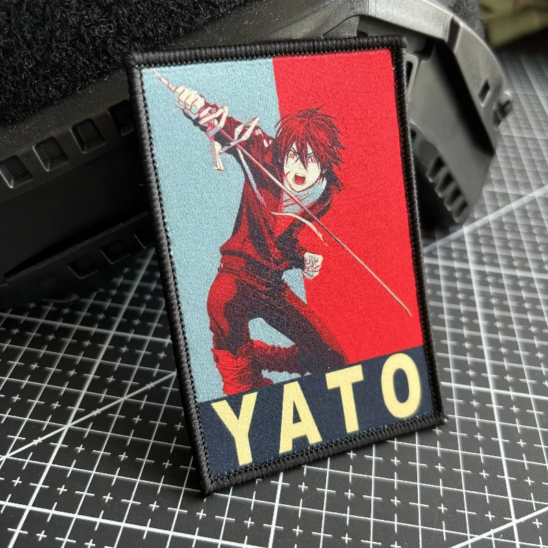 Insignia de moral YATO de Anime, parches de personaje de dibujos animados Noragami, Impresión de gancho y bucle, apliques de pegatina de mochila táctica samurái - imagen 5