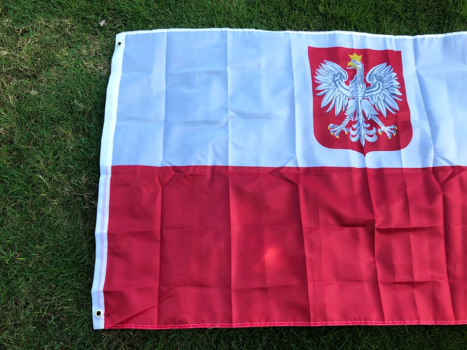 BANDERA DE CIELO Bandera de águila de Polonia 3X5Fts 90X150cm Bandera de águila de la República de Polonia Banderas polacas blancas rojas Banderas de la UE Polonia - imagen 3