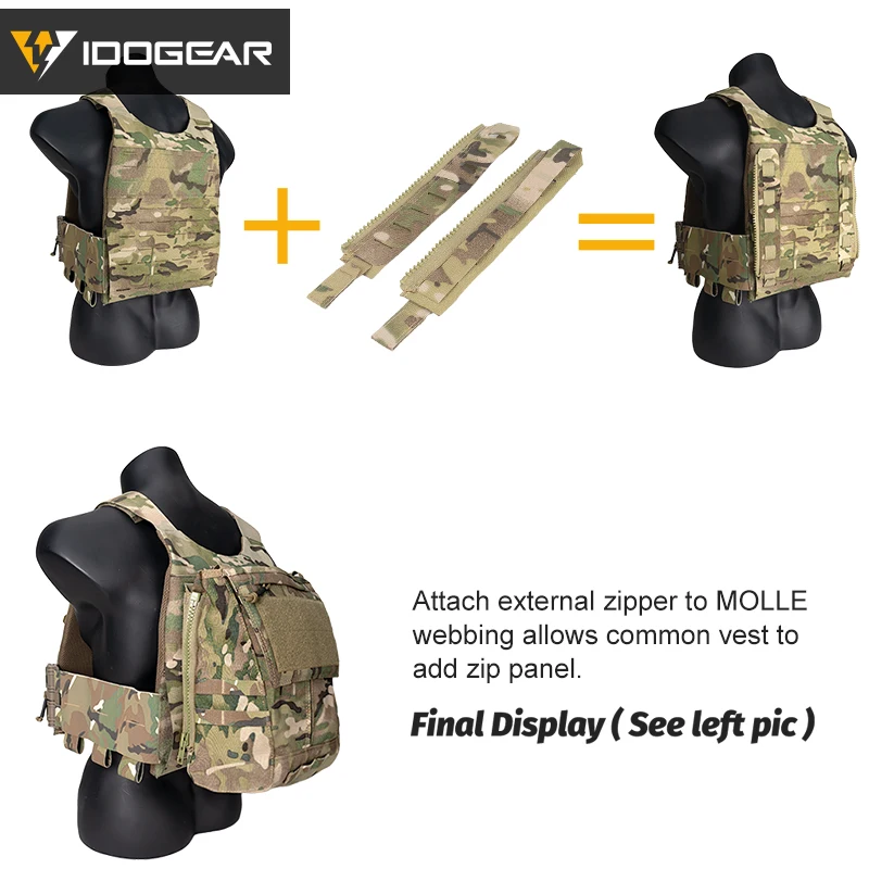 IDOGEAR-Adaptador MOLLE táctico con cremallera, nailon 500D, ligero, versátil para paquete trasero, portador de placa 3950 - imagen 4