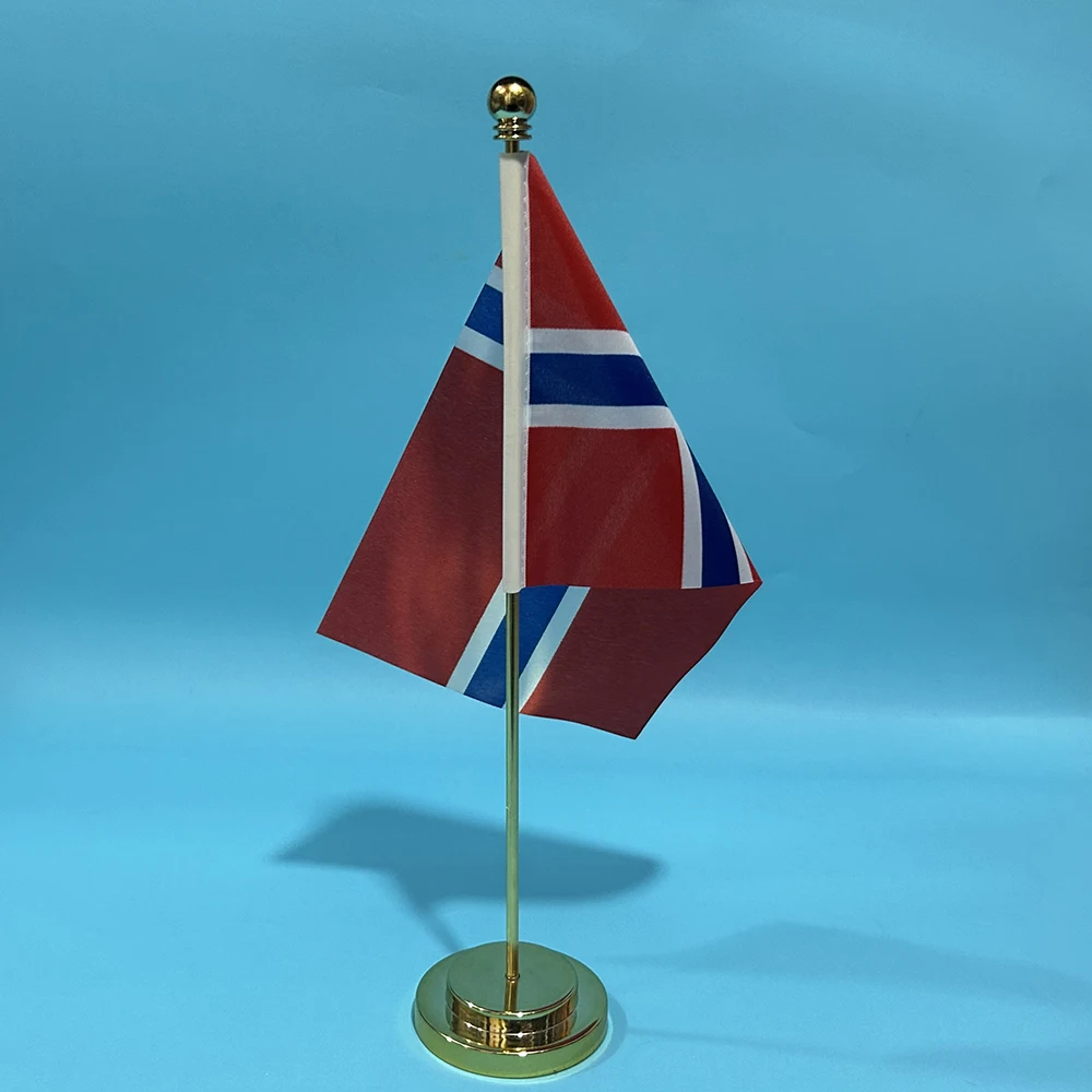 BANDERA DE SKY Bandera de escritorio de oficina Bandera de Noruega 14x21 cm poliéster Noruega Norselan Bandera nacional País Banner Adornos de escritorio Banderas - imagen 3