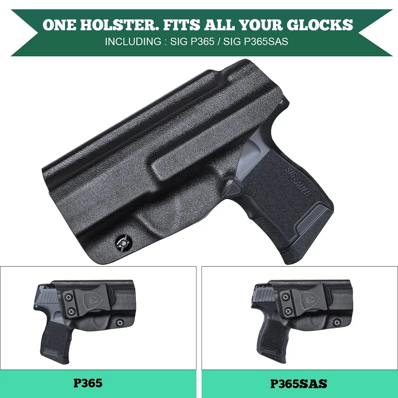 Funda para pistola IWB KYDEX, compatible con: Sig Sauer P365 / P365 SAS / P365X / Sig Sauer P365XL, bolsa táctica para pistola derecha - imagen 3