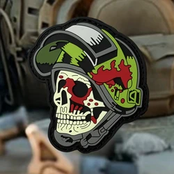 Parche táctico calavera casco PVC moral con gancho para mochila