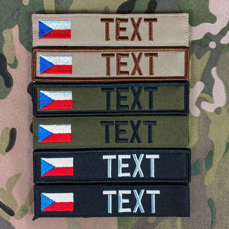 Cinta personalizada con nombre, parche bordado con bandera de República Checa, gancho y bucle, Multicam, verde, ACU, negro, bronceado - imagen 3