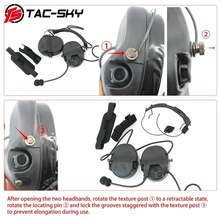 TAC-SKY H302 auriculares tácticos Protector de oído Digital DSP Modular auriculares militares Airsoft tiro Walkie Talkie auriculares - imagen 3