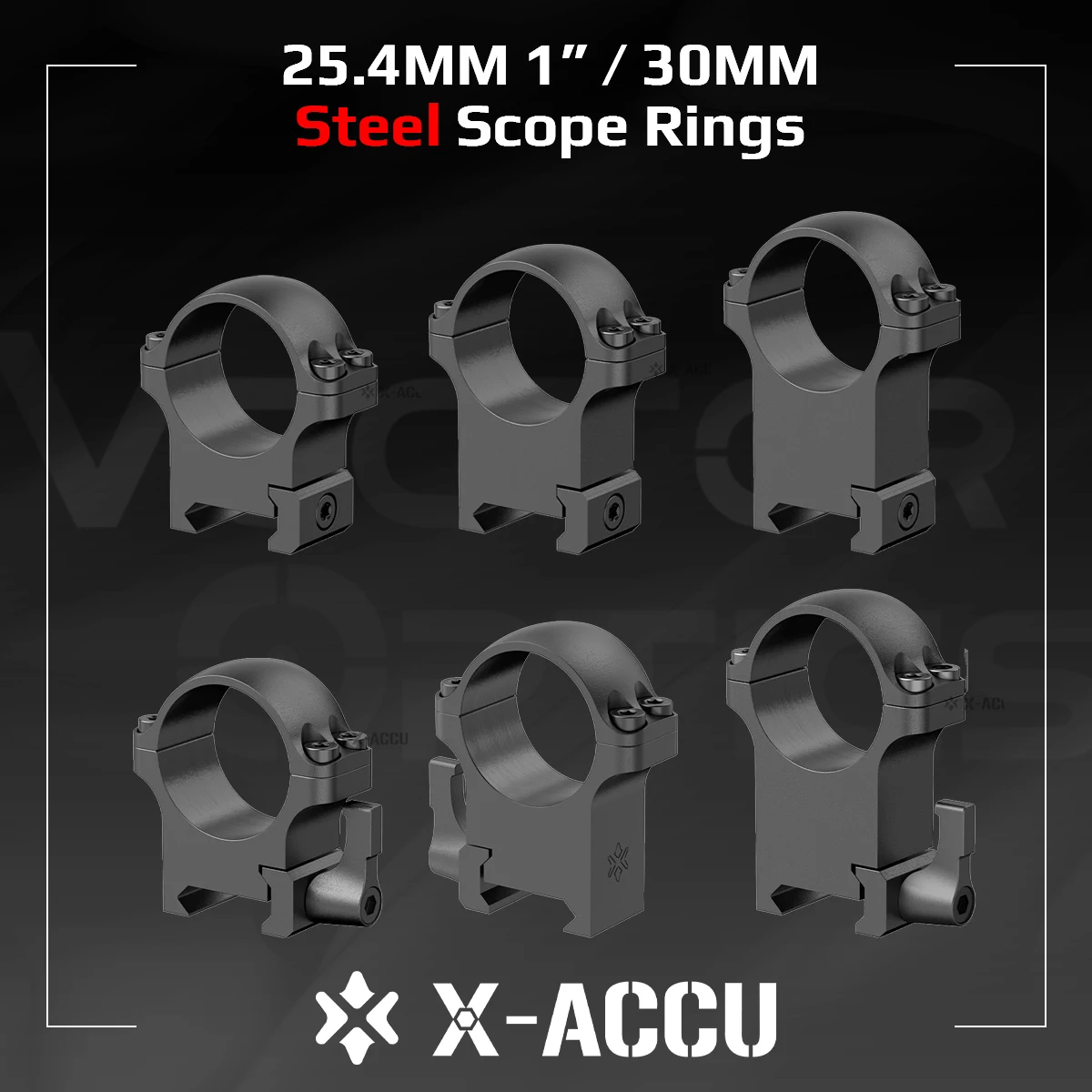 Vector Optics X-ACCU: Anillas 25,4/1 y 30 mm, acero, liberacion rapida