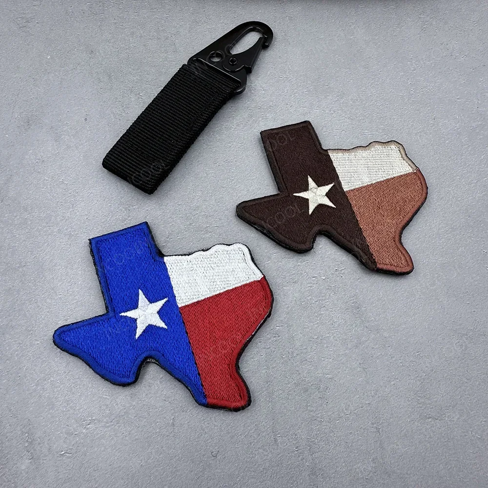 Parches bordados completos de la bandera del Estado de Texas, California, TX, estrella solitaria, apliques de goma de PVC, insignias de decoración táctica para ropa - imagen 3