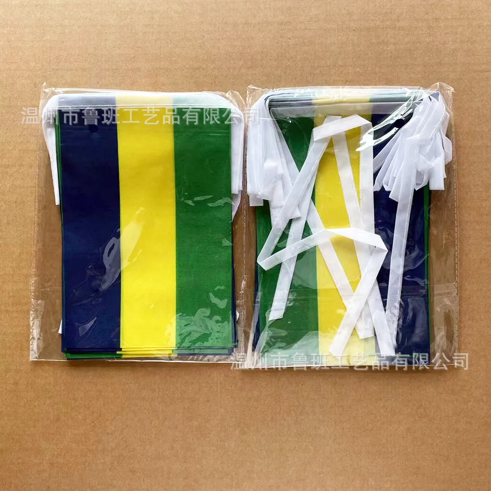 Banderines de Gabón con bandera de esquí, 14x21cm, 20 unids/lote, banderas de cuerda de Gabón, banderín, pancarta, fiesta, vacaciones para decoración - imagen 4