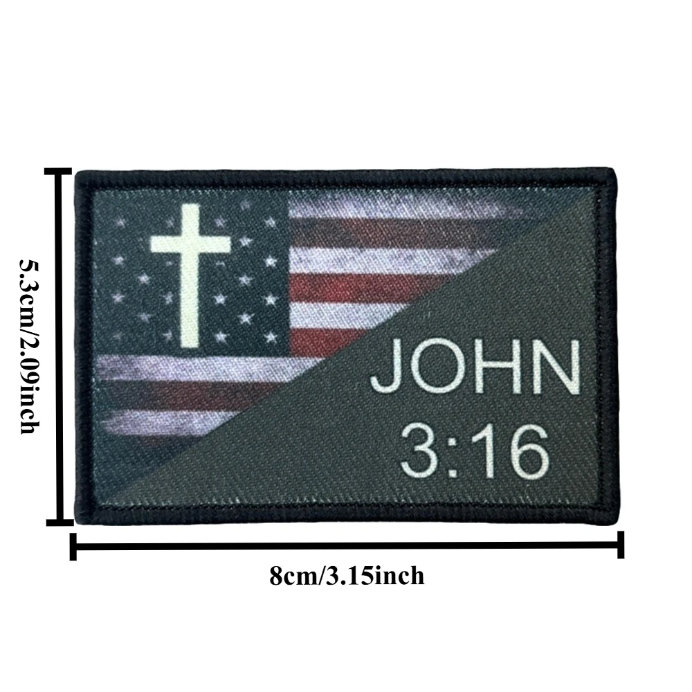 Parche táctico con bandera de John 3:16, parches de gancho y bucle, insignia de moral, brazalete del ejército militar, decoración, pegatinas para mochila - imagen 2