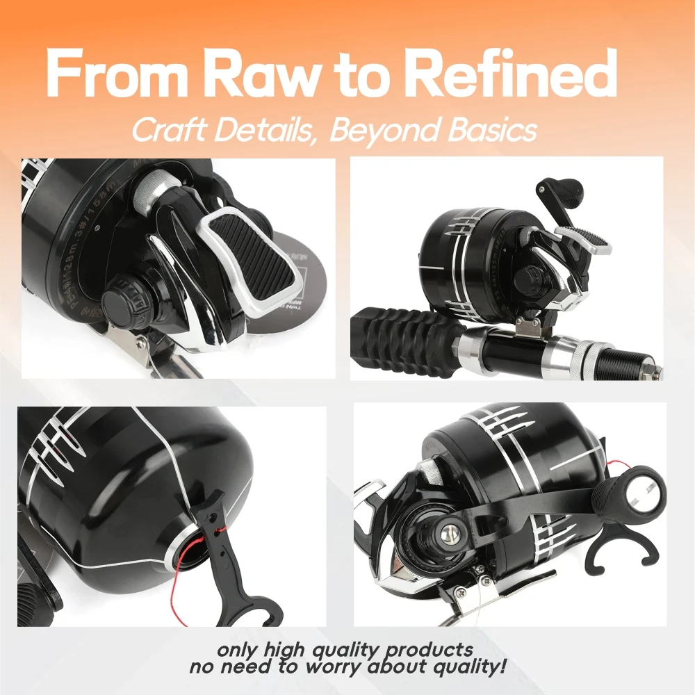Carrete de Pesca con Arco Compuesto, Relación de Engranajes 5.2:1, Cubierta CNC, Línea de Pesca de 120 Yardas con 7 Rodamientos para Caza y Pesca Deportiva al Aire Libre - imagen 3