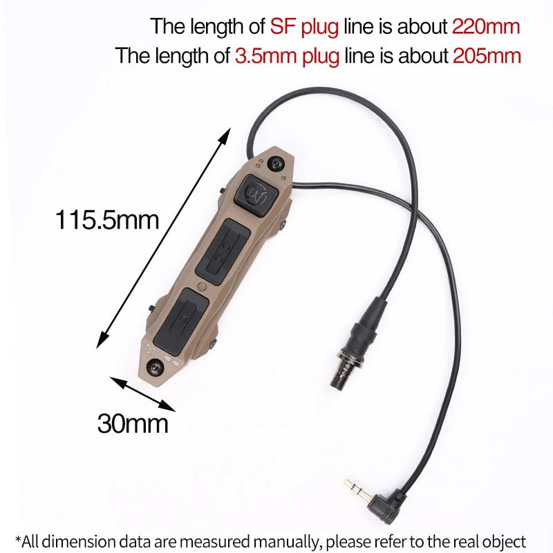 WADSN-interruptor de presión táctico Airsoft para DBAL A2 PEQ-15 NGAL Laser M600 M300, botón de interruptor de función Dual remota - imagen 5