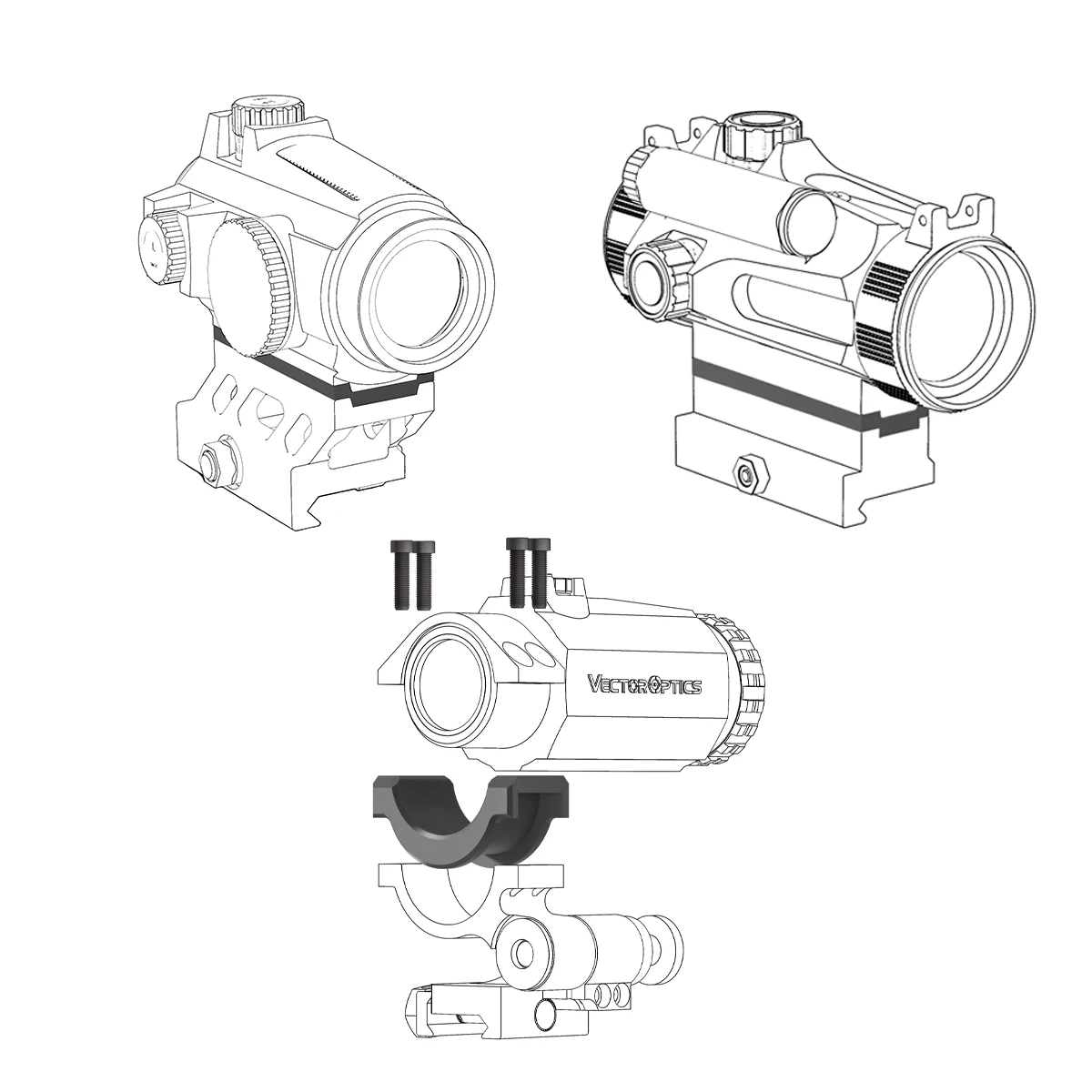 Vector Optics Montura Elevadora Red Dot Maverick/Nautilus, Sección 30 MOA, Hecho de Nylon para Airsoft Wargame