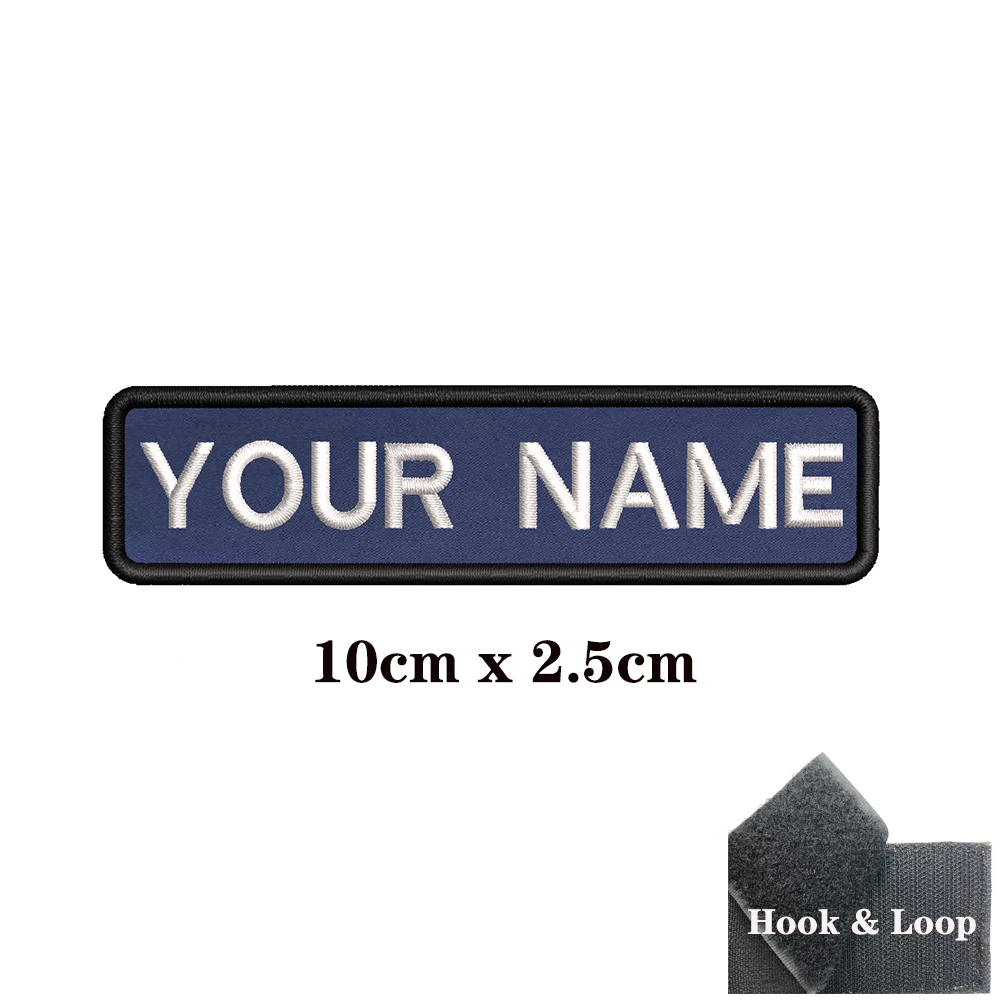 1 unidad de insignia de rayas con nombre personalizado, bucle de hierro o gancho, 10x2,5 cm, 8x2,5 cm, 8x5cm, 10x4cm, 15x5cm, 20X7cm, 25x8cm, azul oscuro - imagen 5