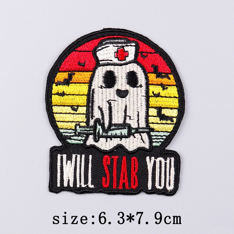 Parche bordado Punk, parches para planchar para ropa, parches bordados de animales con calavera de Hip Hop para ropa, parche Fusible de costura DIY - imagen 5