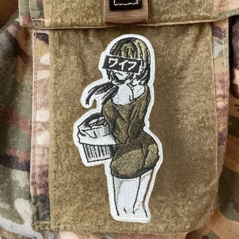 Parche de chica de dibujos animados de Anime, gancho y bucle para ropa, mochila, decoración, apliques, insignia de moral táctica DIY - imagen 2
